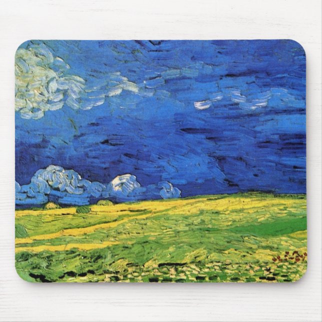 Weizenfeld unter bewachtem Himmel von Vincent van  Mousepad (Vorne)
