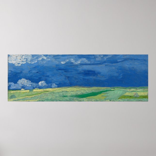 Weizenfeld unter Thunderwolken Poster (Vorne)