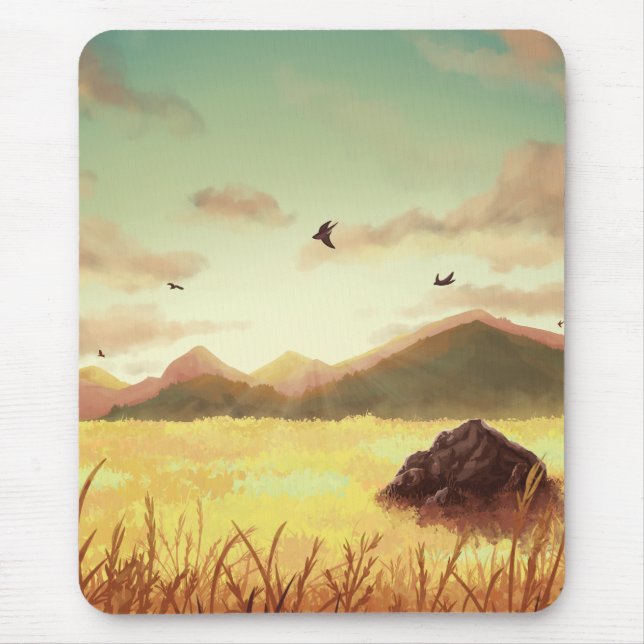 Weizenfelder bei Sonnenaufgang Mousepad (Vorne)