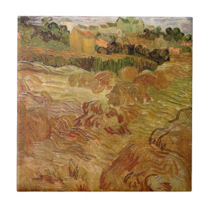 Weizenfelder mit Auvers von Vincent van Gogh Fliese