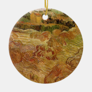 Weizenfelder mit Auvers von Vincent van Gogh Keramikornament