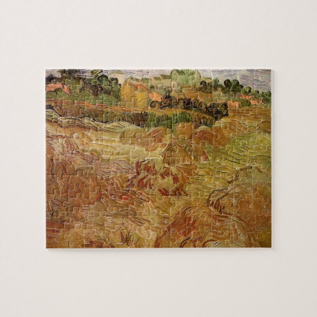 Weizenfelder mit Auvers von Vincent van Gogh Puzzle (Horizontal)