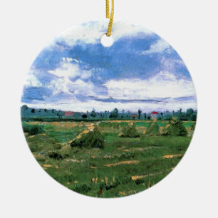 Weizenfelder mit Heuhaufen von Vincent van Gogh Keramik Ornament
