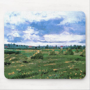 Weizenfelder mit Heuhaufen von Vincent van Gogh Mousepad