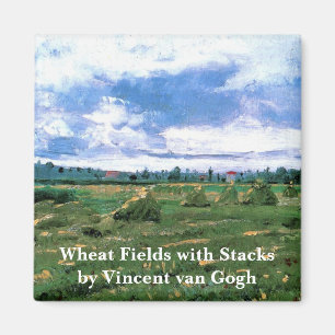 Weizenfelder mit Hystacks von Vincent van Gogh Magnet