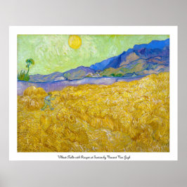 Weizenfelder mit Sensenmann bei Sunrise Van Gogh Poster