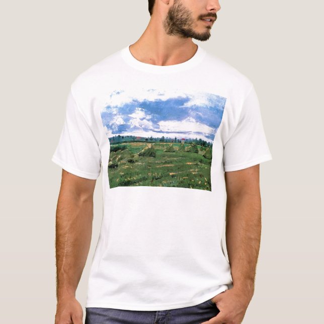 Weizenfelder mit Stacks, Vincent van Gogh T-Shirt (Vorderseite)