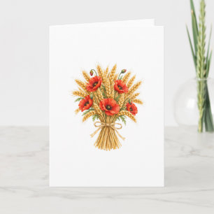Weizengarbe mit roten Mohnblumen Karte