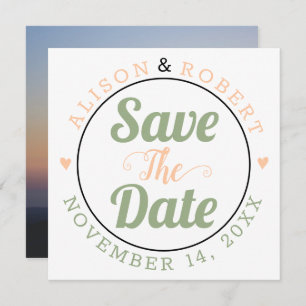Weizengrün, pfirsichtypografisches Foto auf der Rü Save The Date
