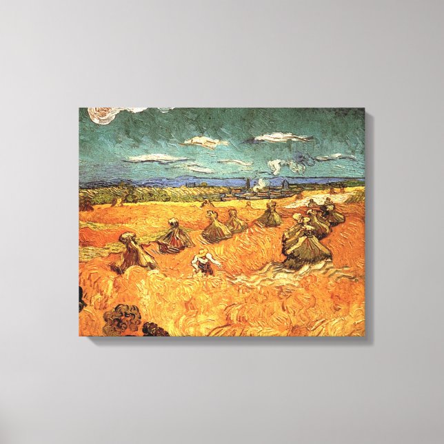 Weizenstäcke mit Sensenmann von Vincent van Gogh Leinwanddruck (Vorderseite)