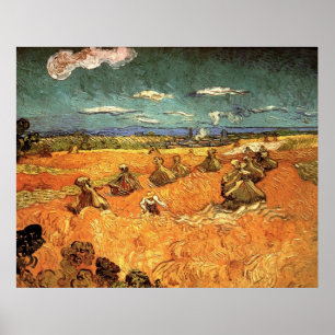 Weizenstäcke mit Sensenmann von Vincent van Gogh Poster