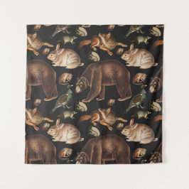 Weizenwaldtiere Blumenmuster Wandteppich