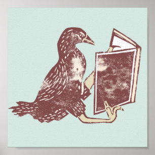 Weka Bird Lesen eines Buches Poster