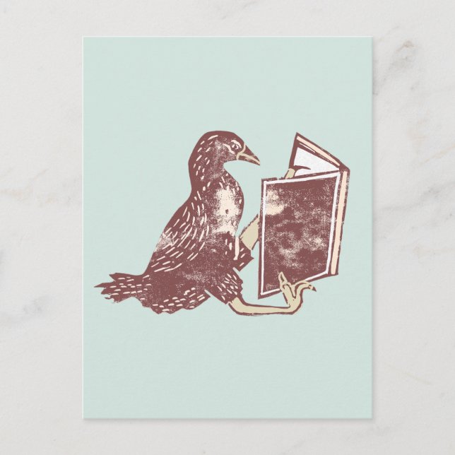 Weka Bird Lesen eines Buches Postkarte (Vorderseite)