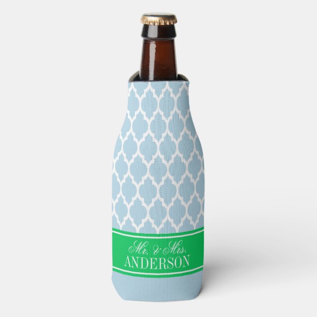 Welch marokkanische #4 CB Smaragdname Wedding Flaschenkühler (Flaschenvorderseite)