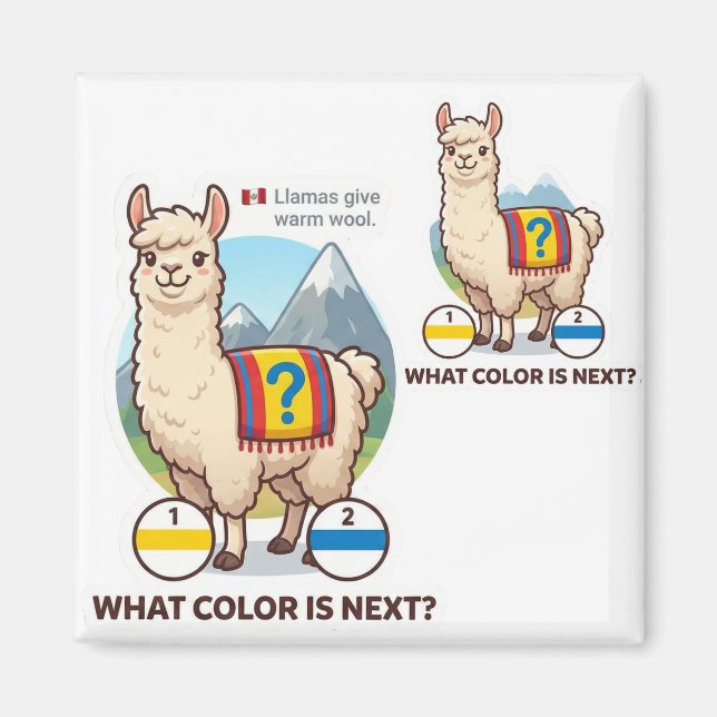 Welche Farbe kommt als Nächstes? Llama Peru Muster Magnet (Vorne)