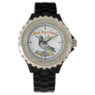 Welche Weise ist Zuhause? Spaß-Tauben-Uhr Armbanduhr