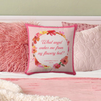 Welcher Engel weckt mich Pink Floral Shakespeare Kissen