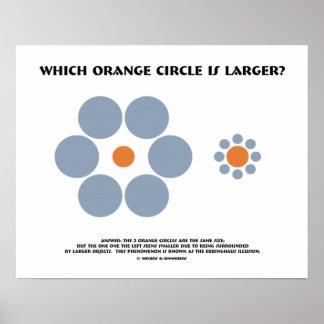 Welcher orangefarbene Kreis ist größer? (optische Poster