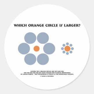 Welcher orangefarbene Kreis ist größer? (optische Runder Aufkleber