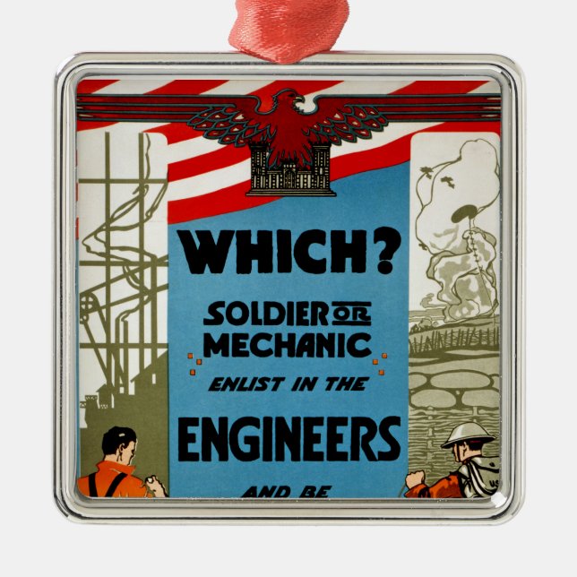 Welcher? Soldat oder Mechaniker Silbernes Ornament (Vorne)