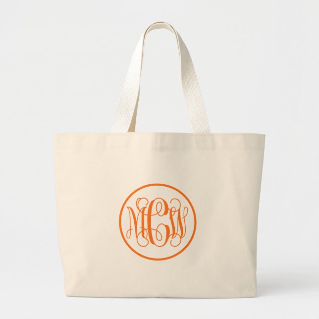 Welches Orange Script Monogram, DIY BG / Circle Jumbo Stoffbeutel (Vorne)