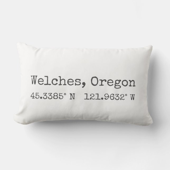 Welches, Oregon Map Koordinaten Lumbar Pillow Lendenkissen (Vorderseite)