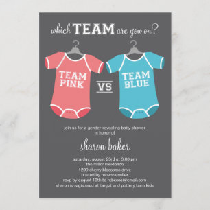 Welches Team? Gender Reveal Baby Dusche Einladung