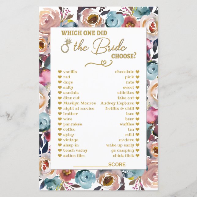 Welches von der Braut Brautparty Games ausgewählt  (Vorderseite)