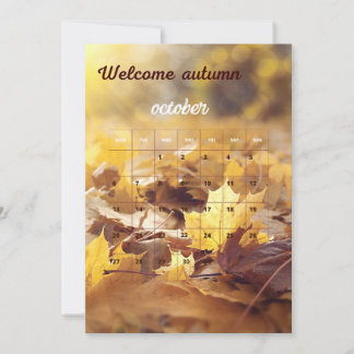 Welcom Herbstkalender mit Gelb und Braun Lee Einladung