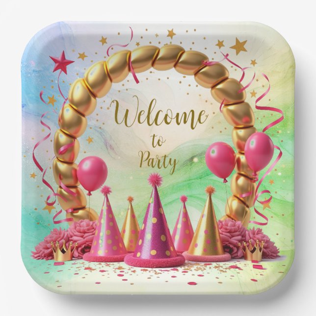 Welcom zu Party Paper Plate Pappteller (Vorderseite)