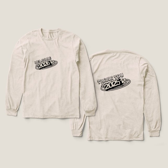 Welcome 2026Thank You 2025 Long Sleeve customiza|  Tri-Blend Shirt (Design Vorderseite & Rückseite)