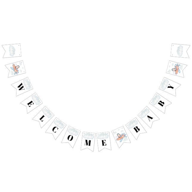 Welcome Airplane Baby Showpinguin Wimpelkette (Alle)