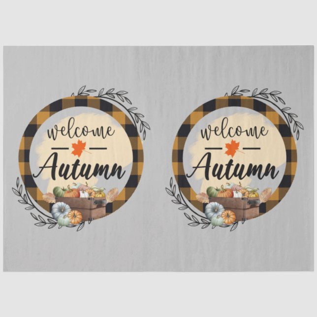 Welcome Autumn Pumpkin Vintag Seidenpapier (Vorderseite)