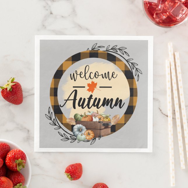 Welcome Autumn Pumpkin Vintag Serviette (Beispiel)