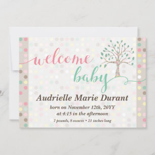 Welcome Baby Announcement Pastel Tree Custom Foto Ankündigung