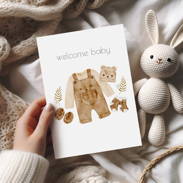 Welcome Baby Bear Boho Glückwunschkarte Karte (Von Creator hochgeladen)