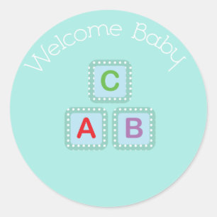 Welcome Baby Blue Blocks Aufkleber