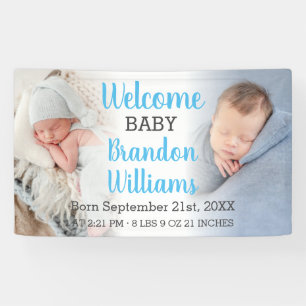 Welcome Baby Boy Ankündigung 2 Foto Banner