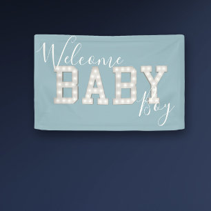 Welcome Baby Boy Blue Dusche Party Banner