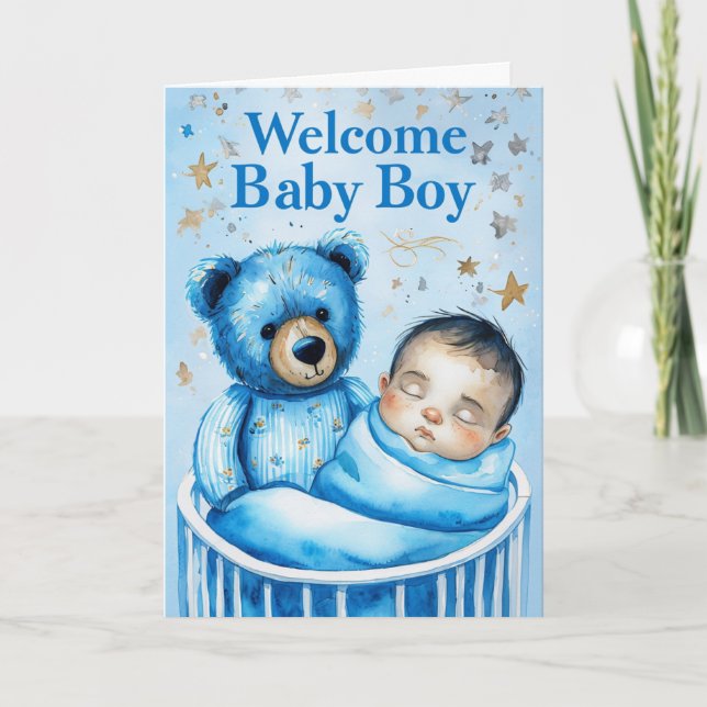 Welcome Baby Boy Card Karte (Vorderseite)