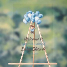Welcome Baby Boy Duschballons Acrylschild