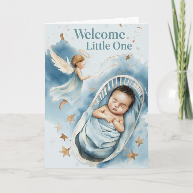 Welcome Baby Boy Karte (Vorderseite)