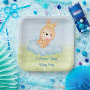 Welcome Baby Boy Paper Plate Pappteller
