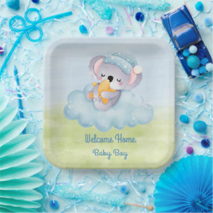 Welcome Baby Boy Paper Plate Pappteller