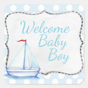 Welcome Baby Boy Quadratischer Aufkleber