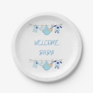 Welcome Baby Clothesline Paper Teller - Baby Boy