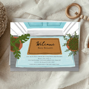 Welcome Baby Door Mat Blue Boy Baby Dusche Einladung