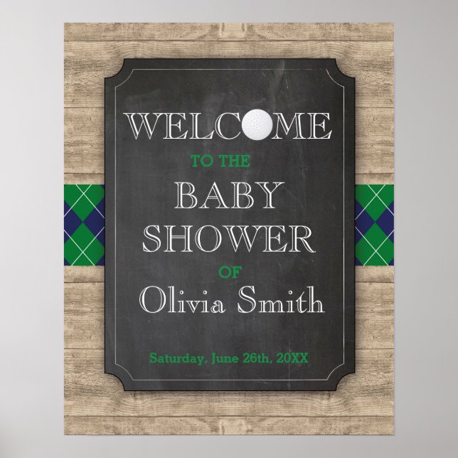 Welcome Baby Dusche Schildkröte Golf Poster (Vorne)