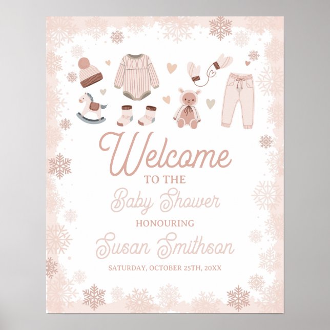 Welcome Baby Duwer Poster Neutral Snow Winter (Vorne)